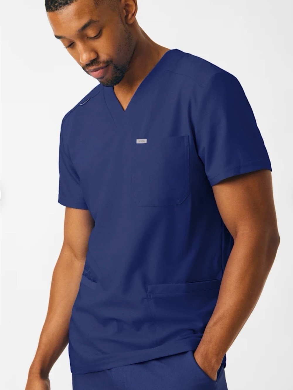 NWT Landau Forward Men’s 4-Pocket V-Neck Scrub Top L Navy
